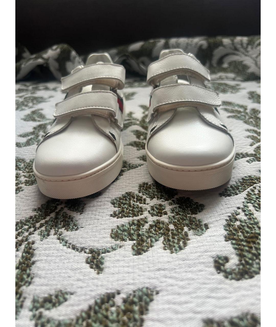 GUCCI KIDS Белые кожаные кеды, фото 2