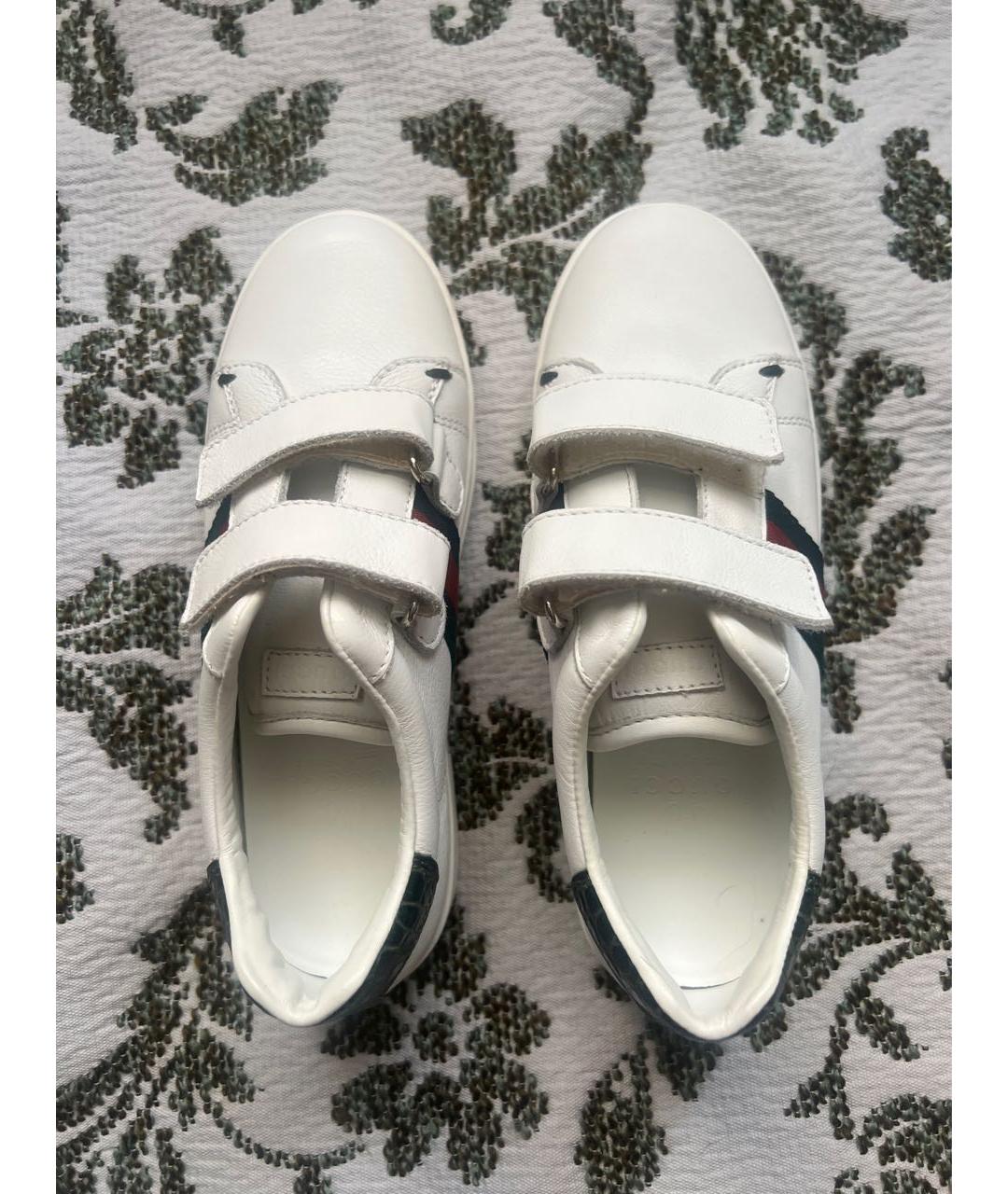 GUCCI KIDS Белые кожаные кеды, фото 3
