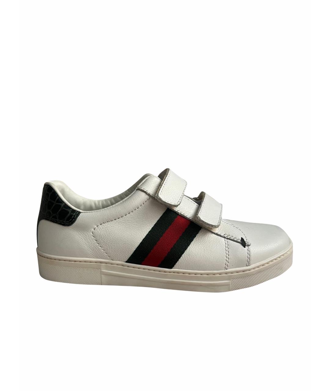 GUCCI KIDS Белые кожаные кеды, фото 1