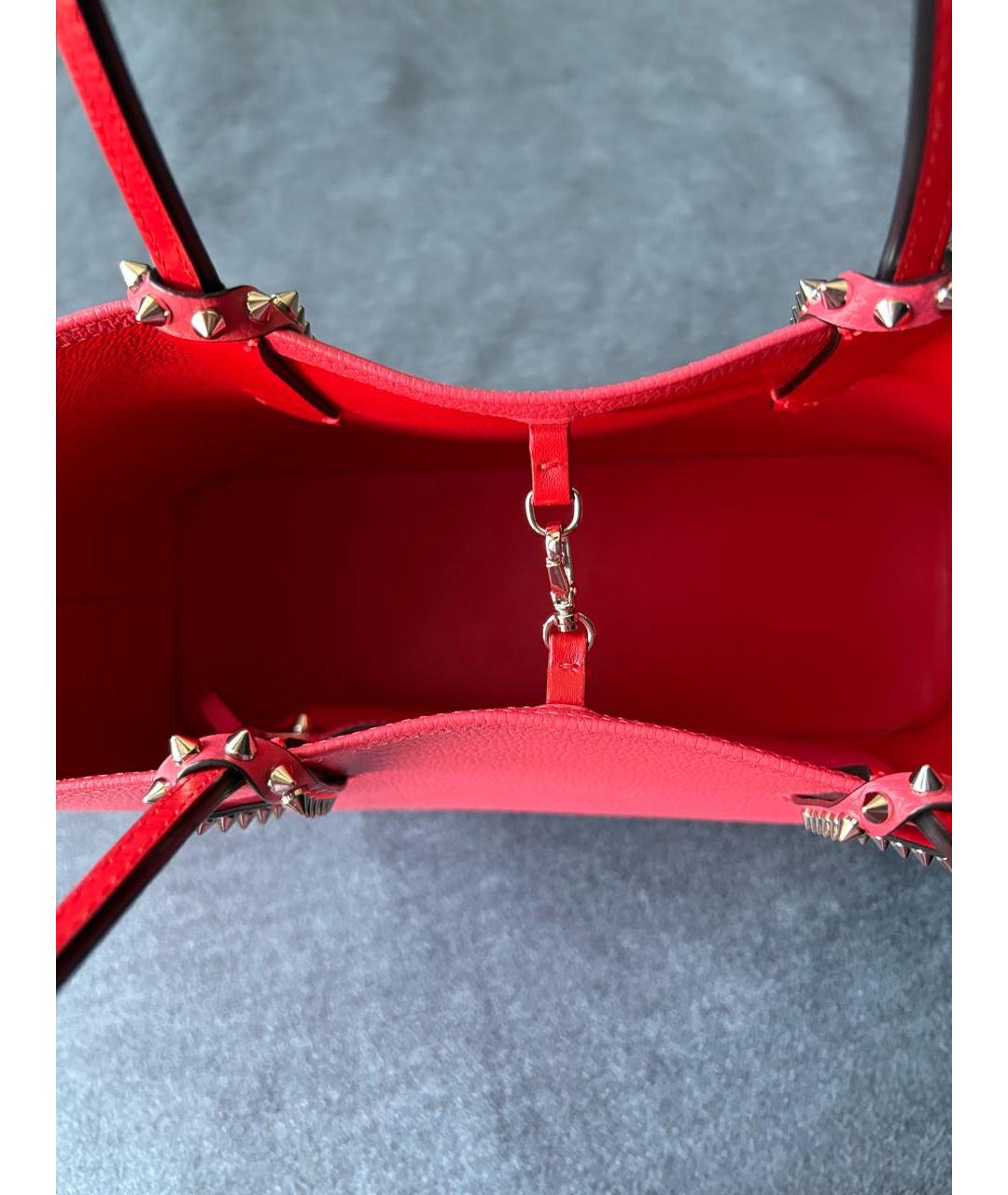 CHRISTIAN LOUBOUTIN Коралловая кожаная сумка тоут, фото 3