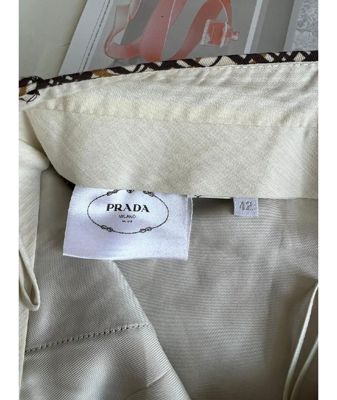 PRADA Коричневые хлопковые брюки широкие, фото 4