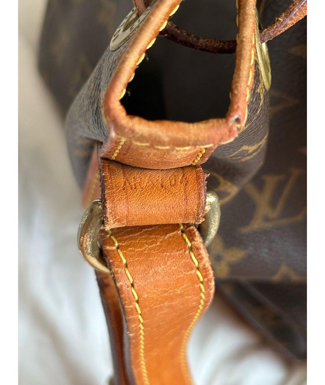 LOUIS VUITTON Коричневая кожаная сумка с короткими ручками, фото 7