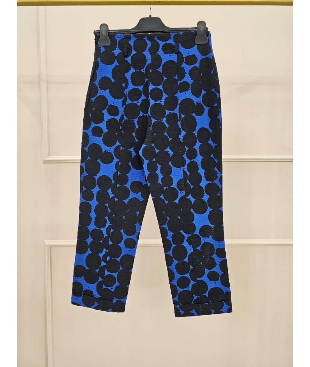 MOSCHINO Темно-синие хлопковые прямые брюки, фото 2