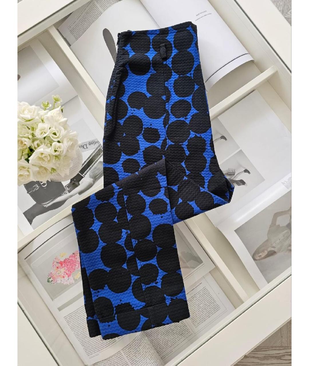 MOSCHINO Темно-синие хлопковые прямые брюки, фото 9
