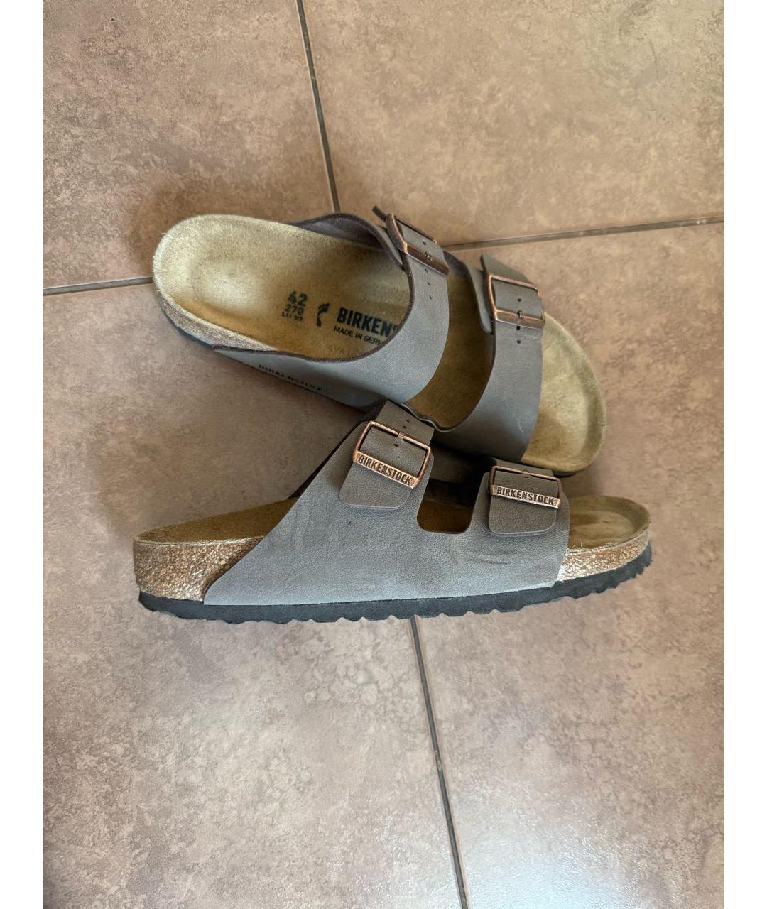 BIRKENSTOCK Коричневые замшевые шлепанцы, фото 5