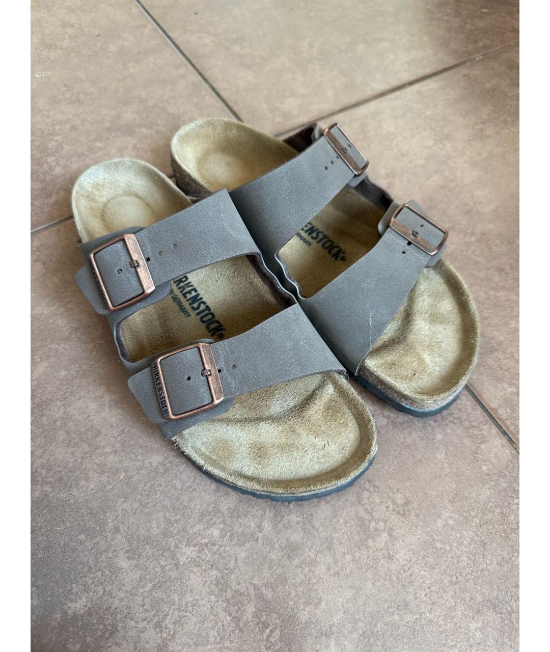 BIRKENSTOCK Коричневые замшевые шлепанцы, фото 2