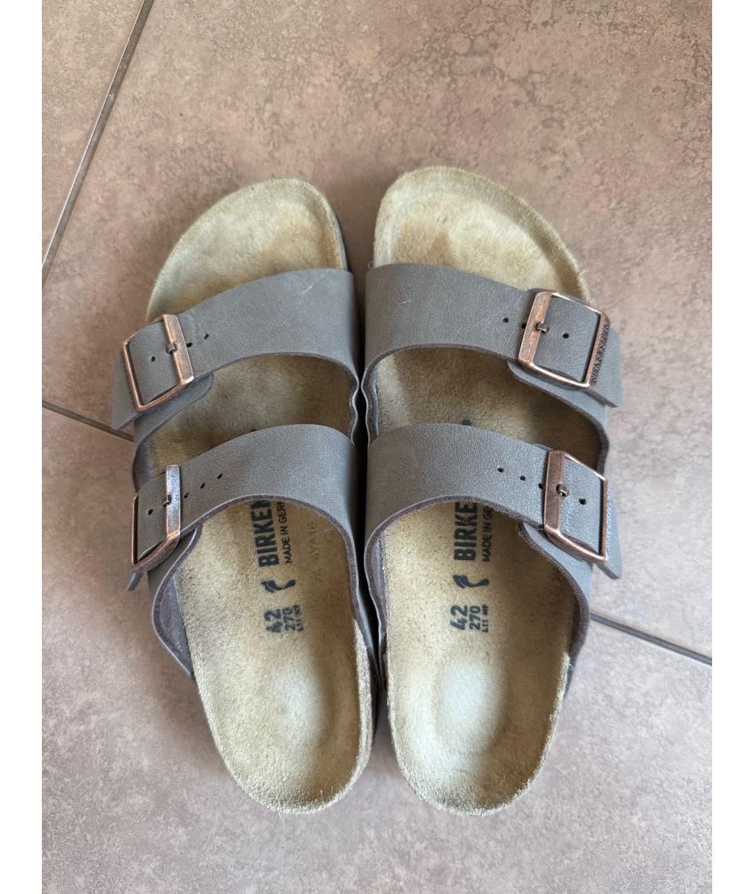 BIRKENSTOCK Коричневые замшевые шлепанцы, фото 3