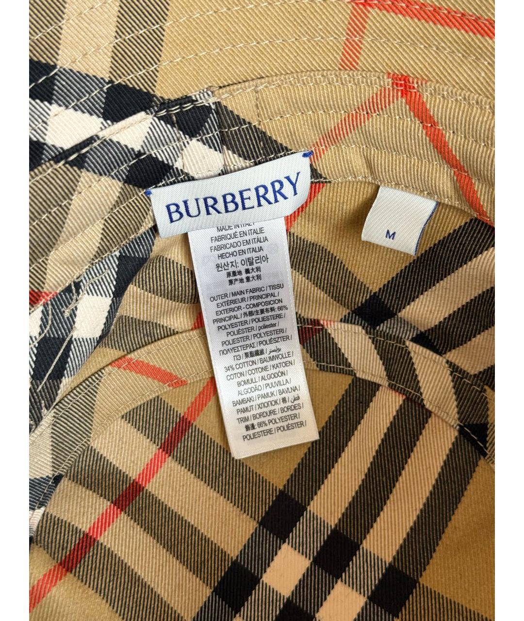 BURBERRY Бежевая хлопковая шляпа, фото 3
