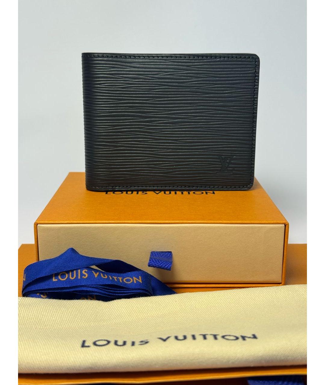 LOUIS VUITTON Черный кожаный кошелек, фото 4