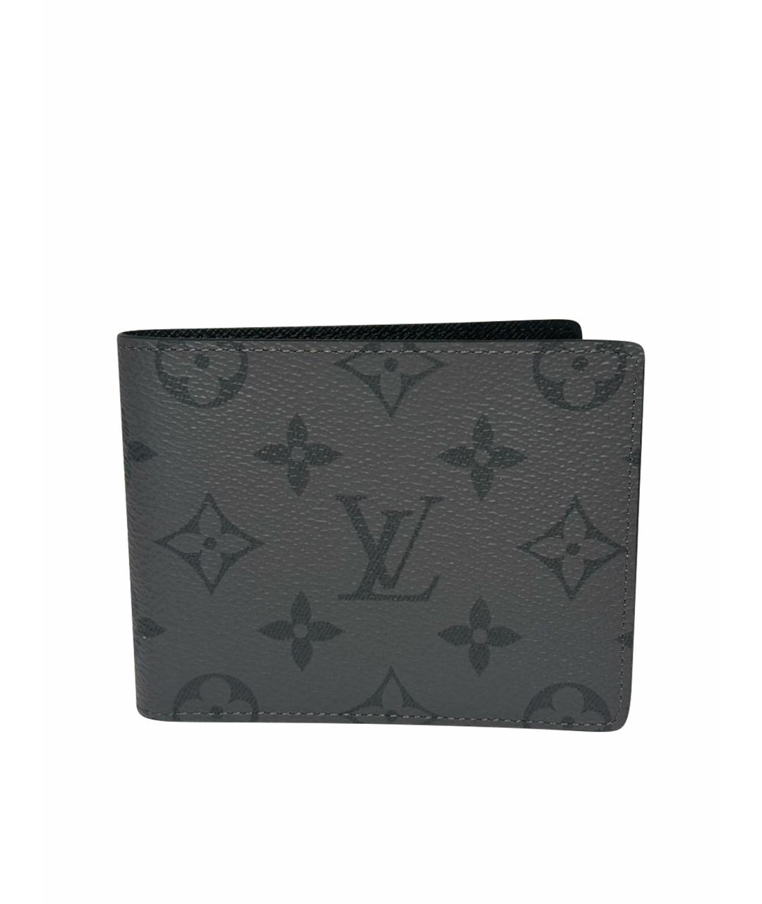 LOUIS VUITTON Антрацитовый кожаный кошелек, фото 1