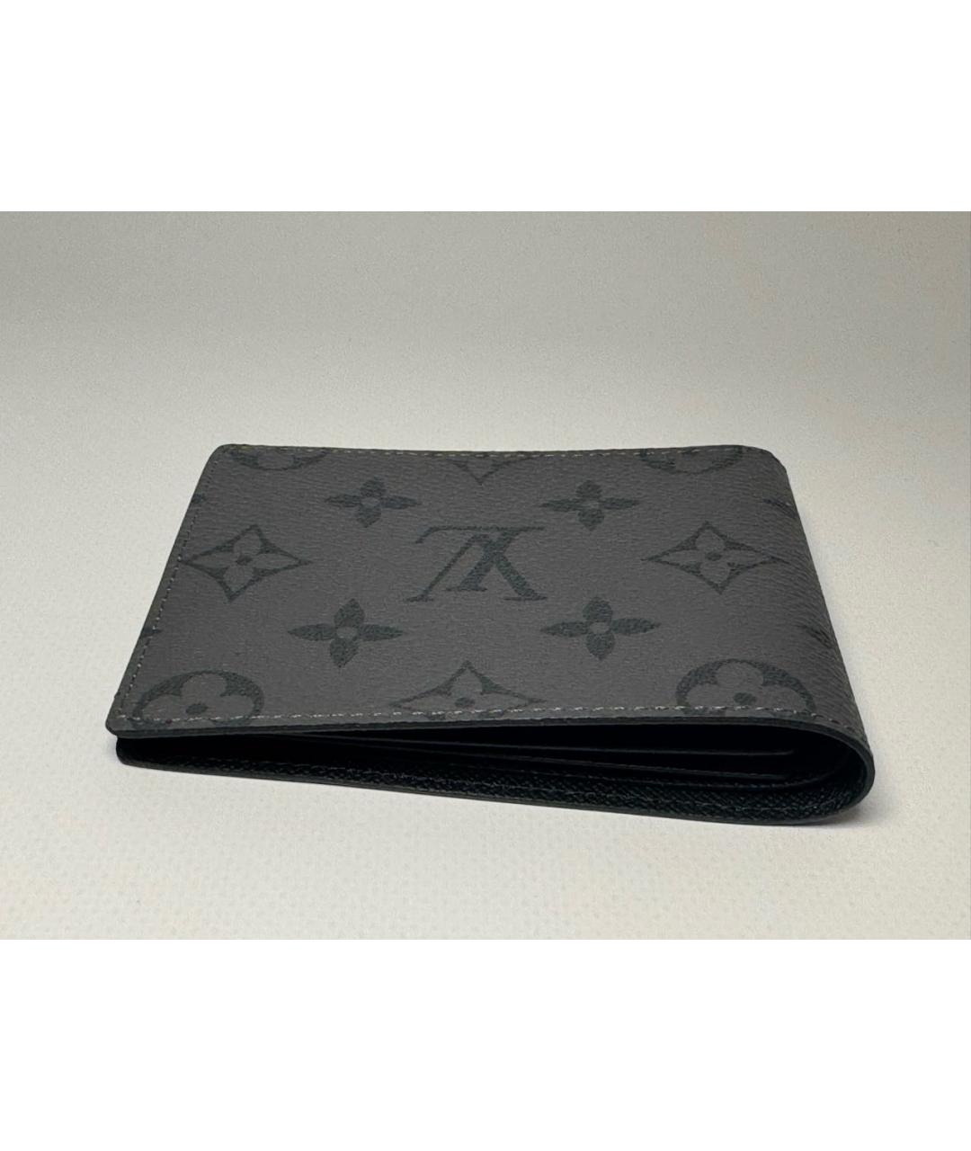 LOUIS VUITTON Антрацитовый кожаный кошелек, фото 6