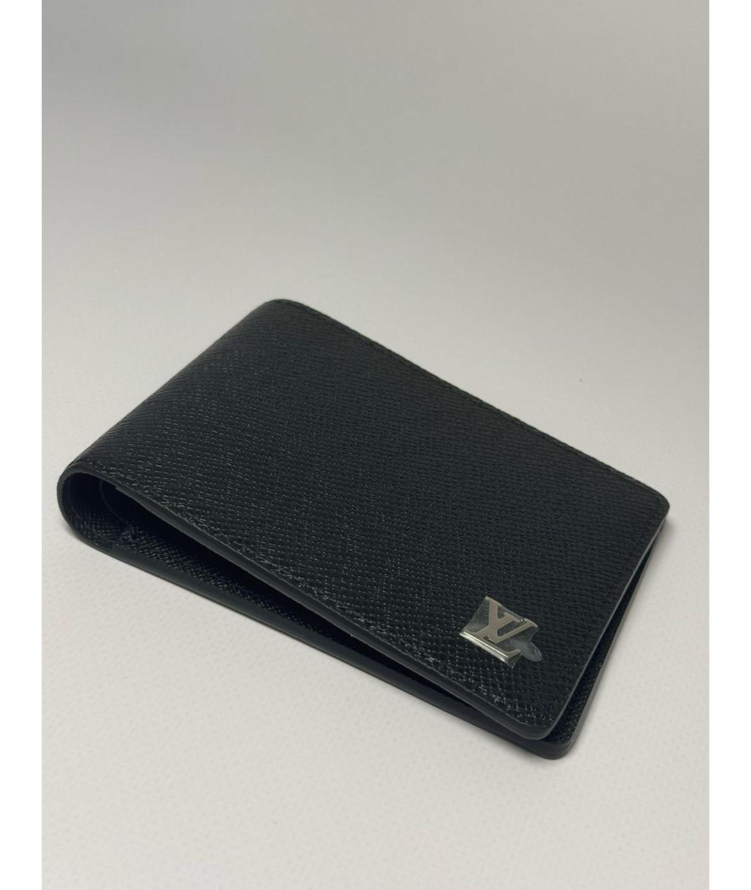 LOUIS VUITTON Черный кожаный кошелек, фото 7