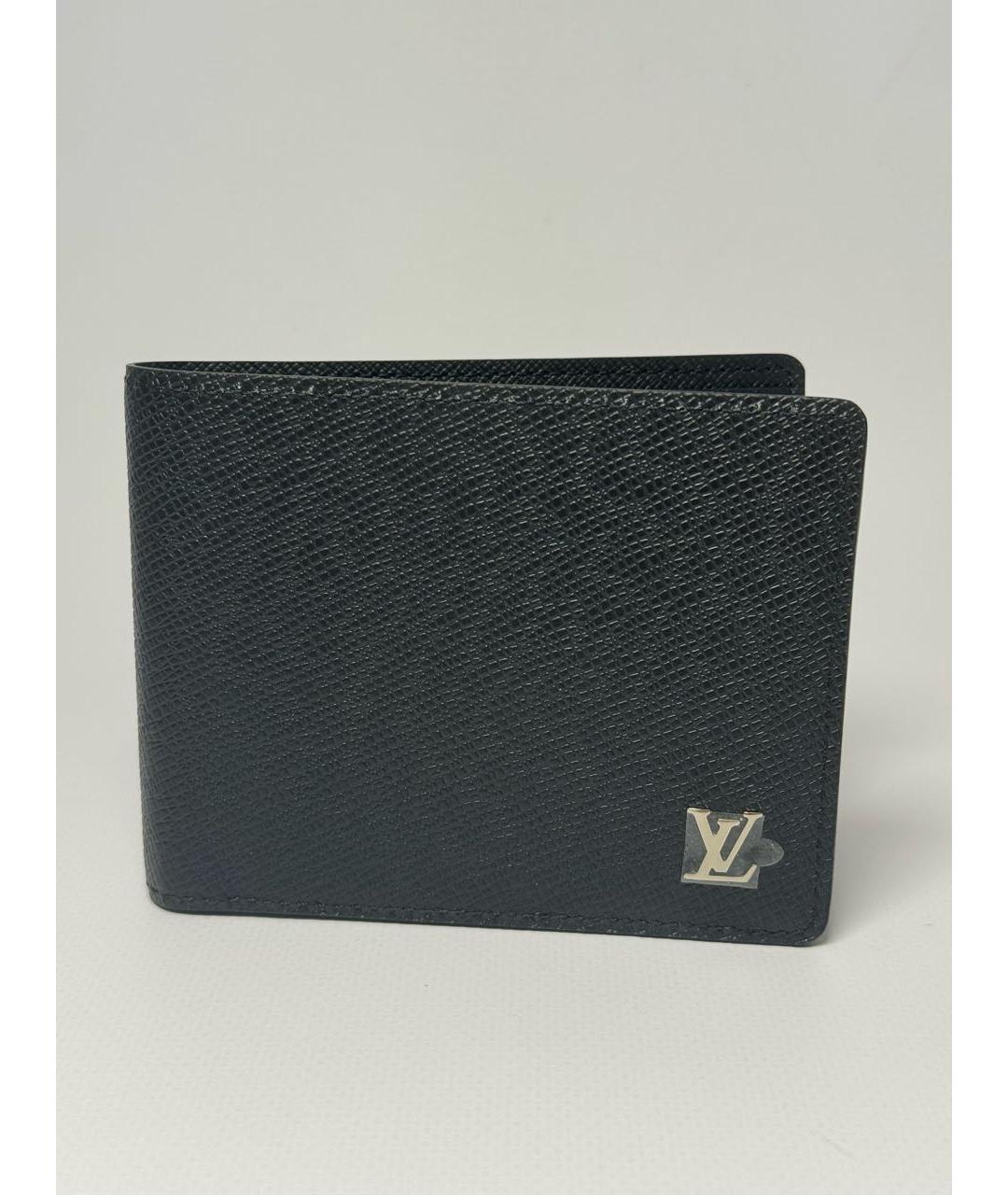 LOUIS VUITTON Черный кожаный кошелек, фото 9