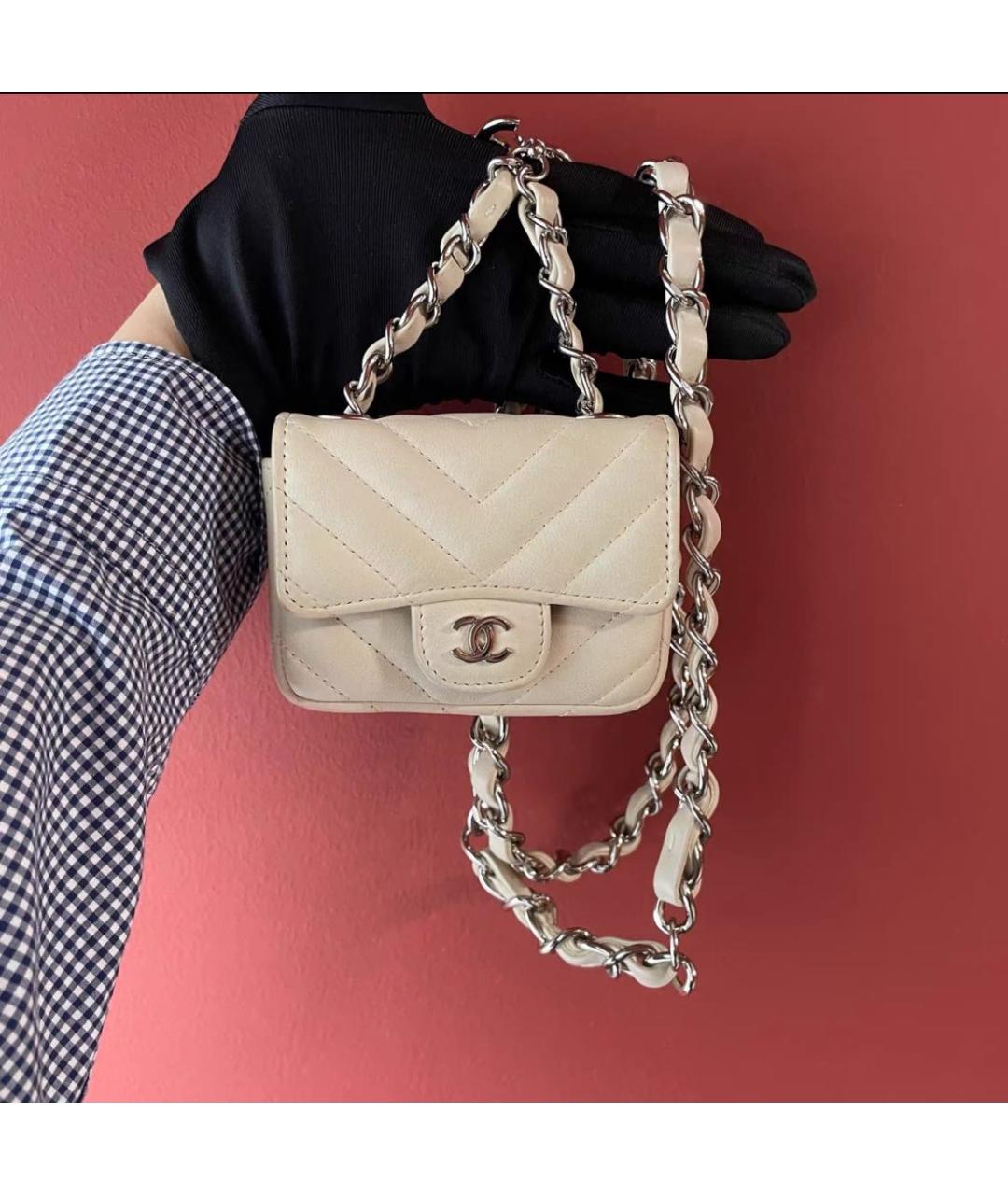 CHANEL Бежевая кожаная поясная сумка, фото 5