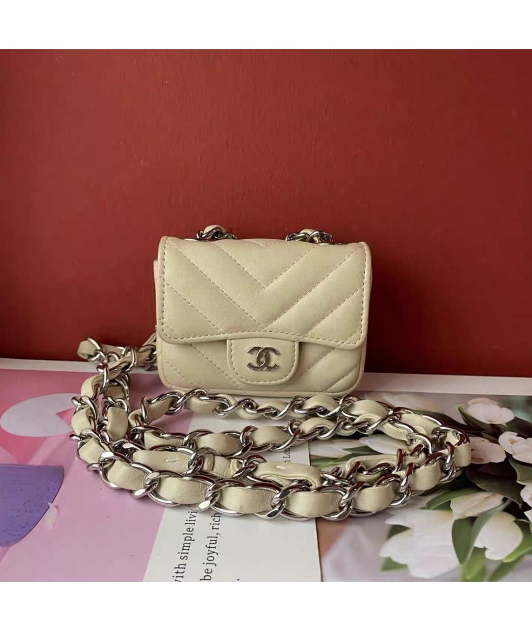 CHANEL Бежевая кожаная поясная сумка, фото 2
