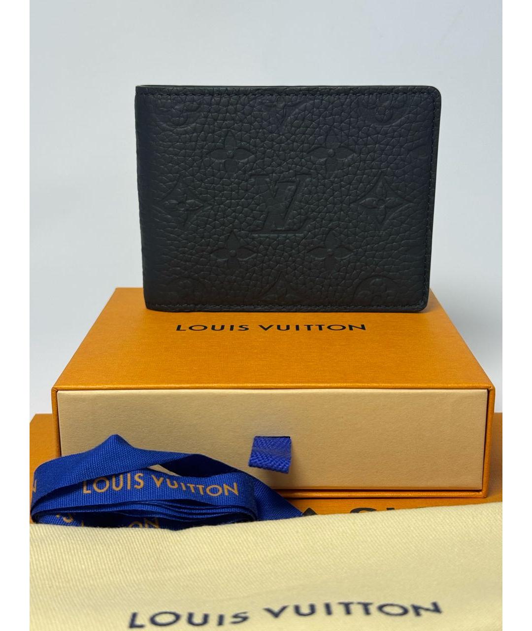 LOUIS VUITTON Черный кожаный кошелек, фото 4