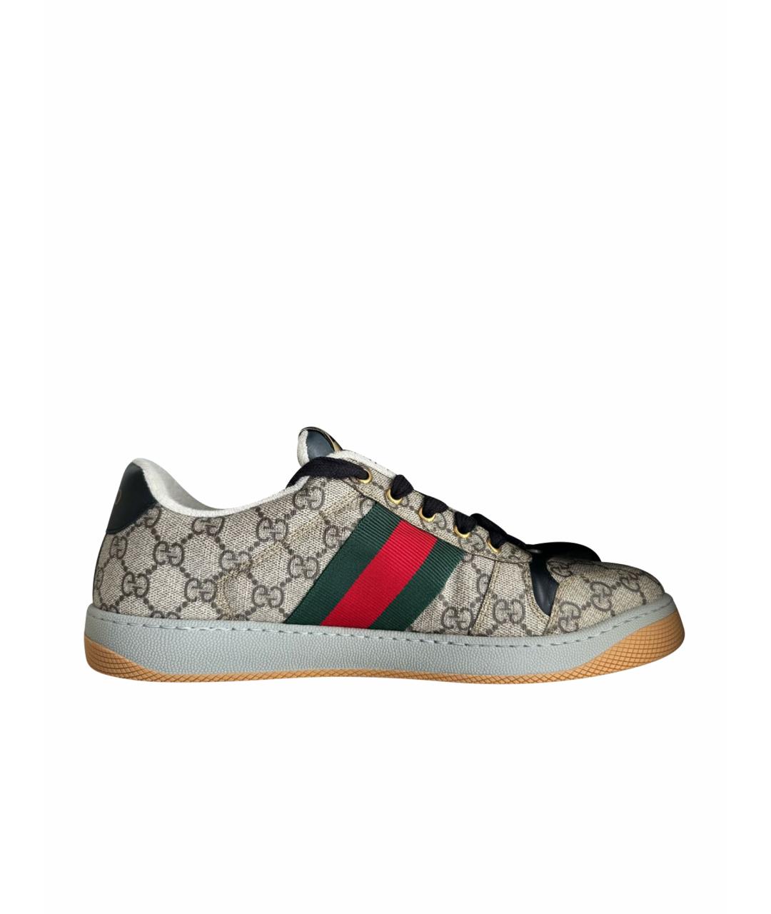 GUCCI Бежевые низкие кроссовки / кеды из искусственной кожи, фото 1
