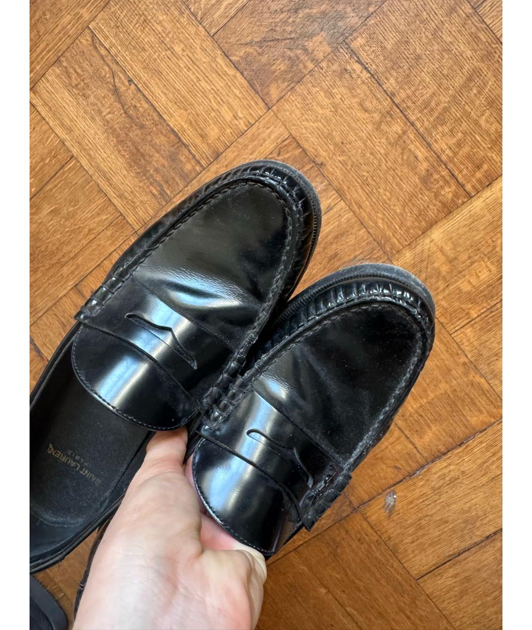 SAINT LAURENT Черные кожаные мокасины, фото 4