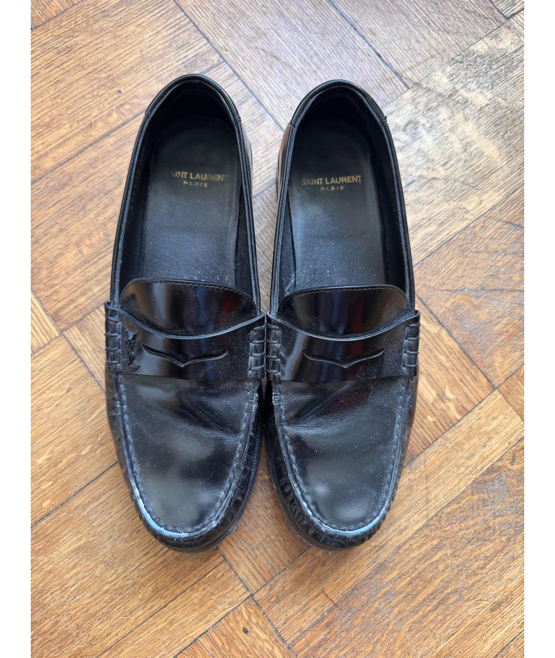 SAINT LAURENT Черные кожаные мокасины, фото 2