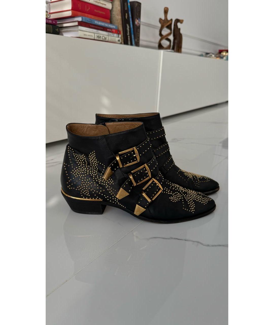 CHLOE Черные кожаные полусапоги, фото 9