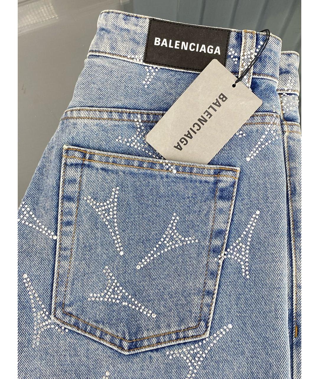 BALENCIAGA Голубые хлопковые прямые джинсы, фото 5