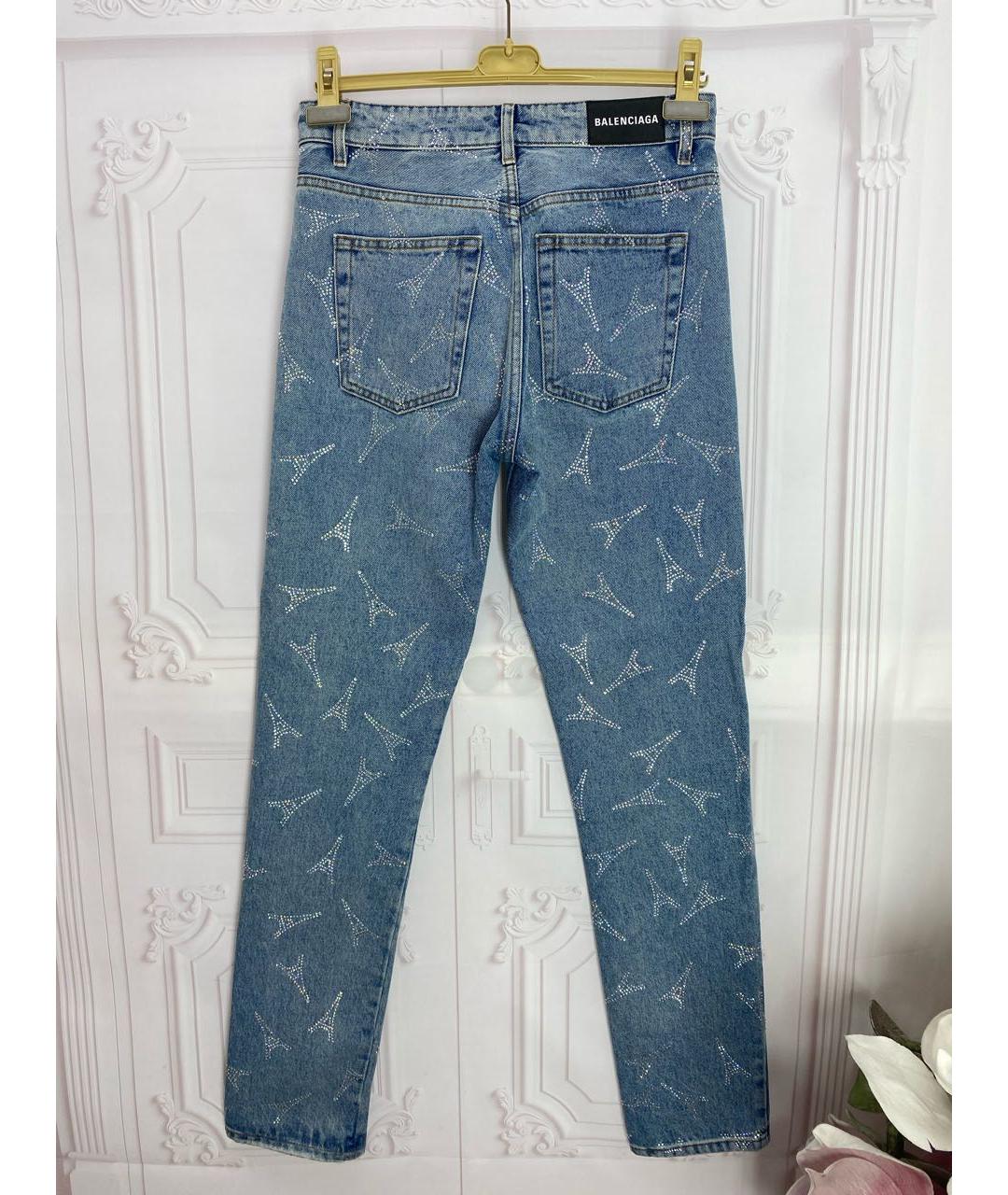 BALENCIAGA Голубые хлопковые прямые джинсы, фото 2