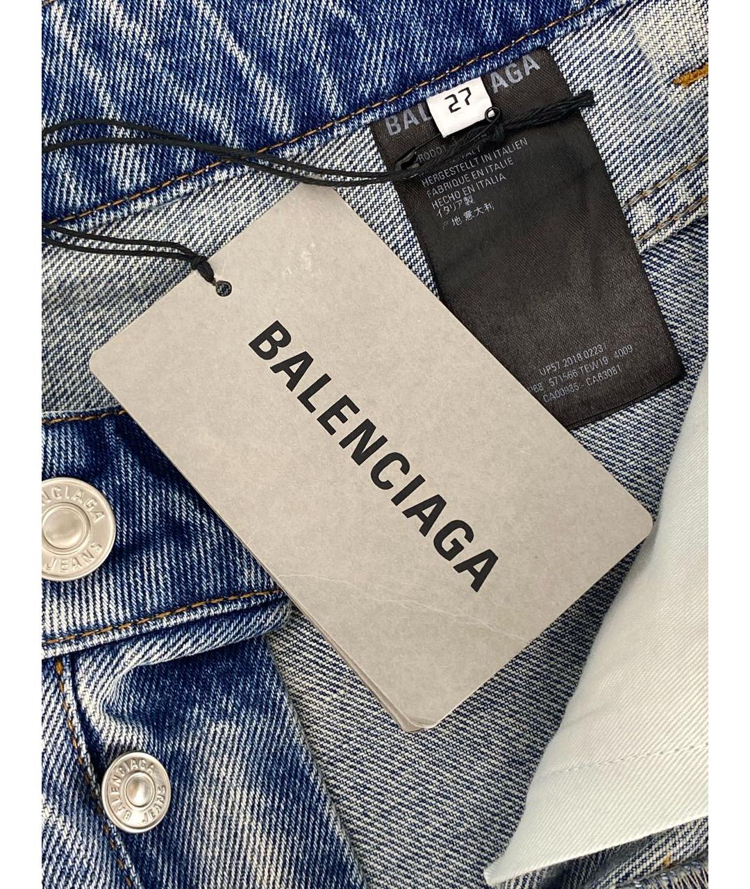 BALENCIAGA Голубые хлопковые прямые джинсы, фото 4