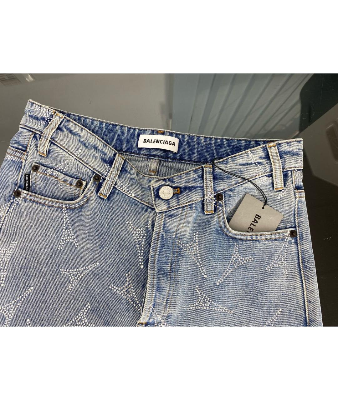 BALENCIAGA Голубые хлопковые прямые джинсы, фото 3