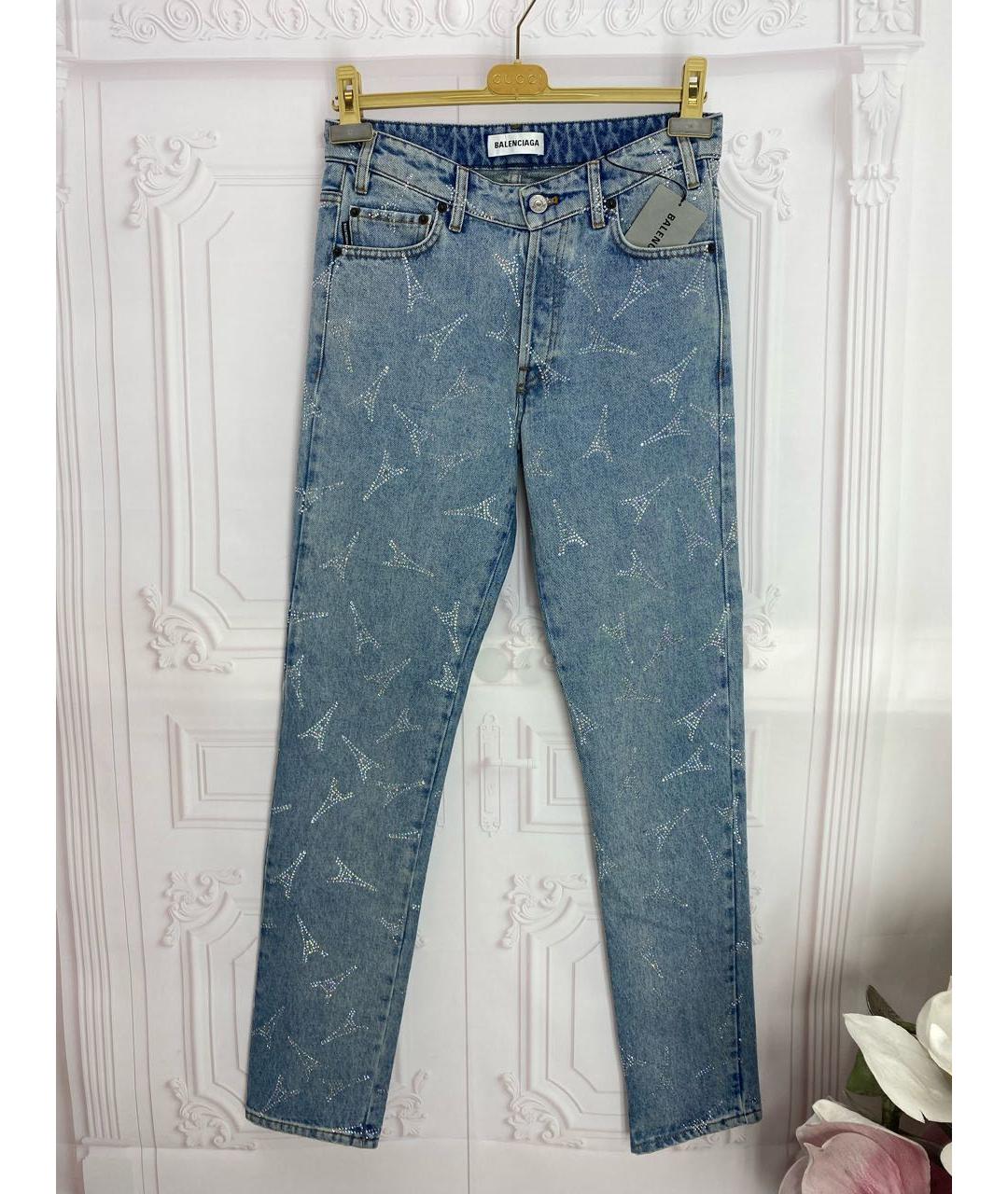BALENCIAGA Голубые хлопковые прямые джинсы, фото 9