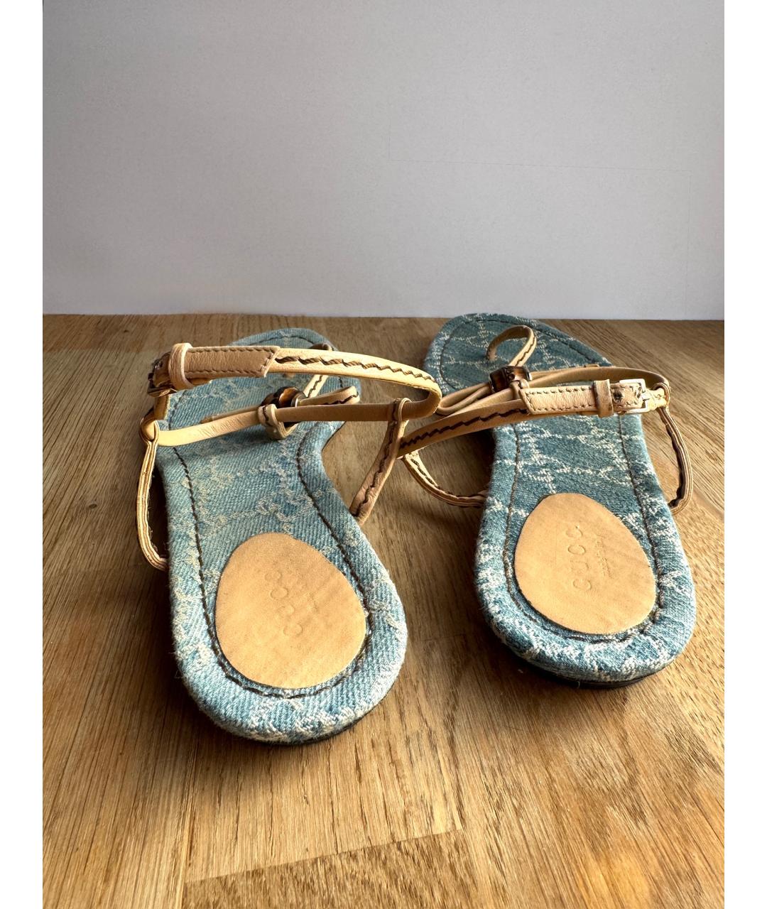 GUCCI Бежевые кожаные босоножки, фото 4