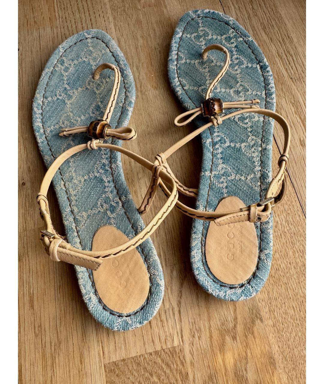 GUCCI Бежевые кожаные босоножки, фото 6