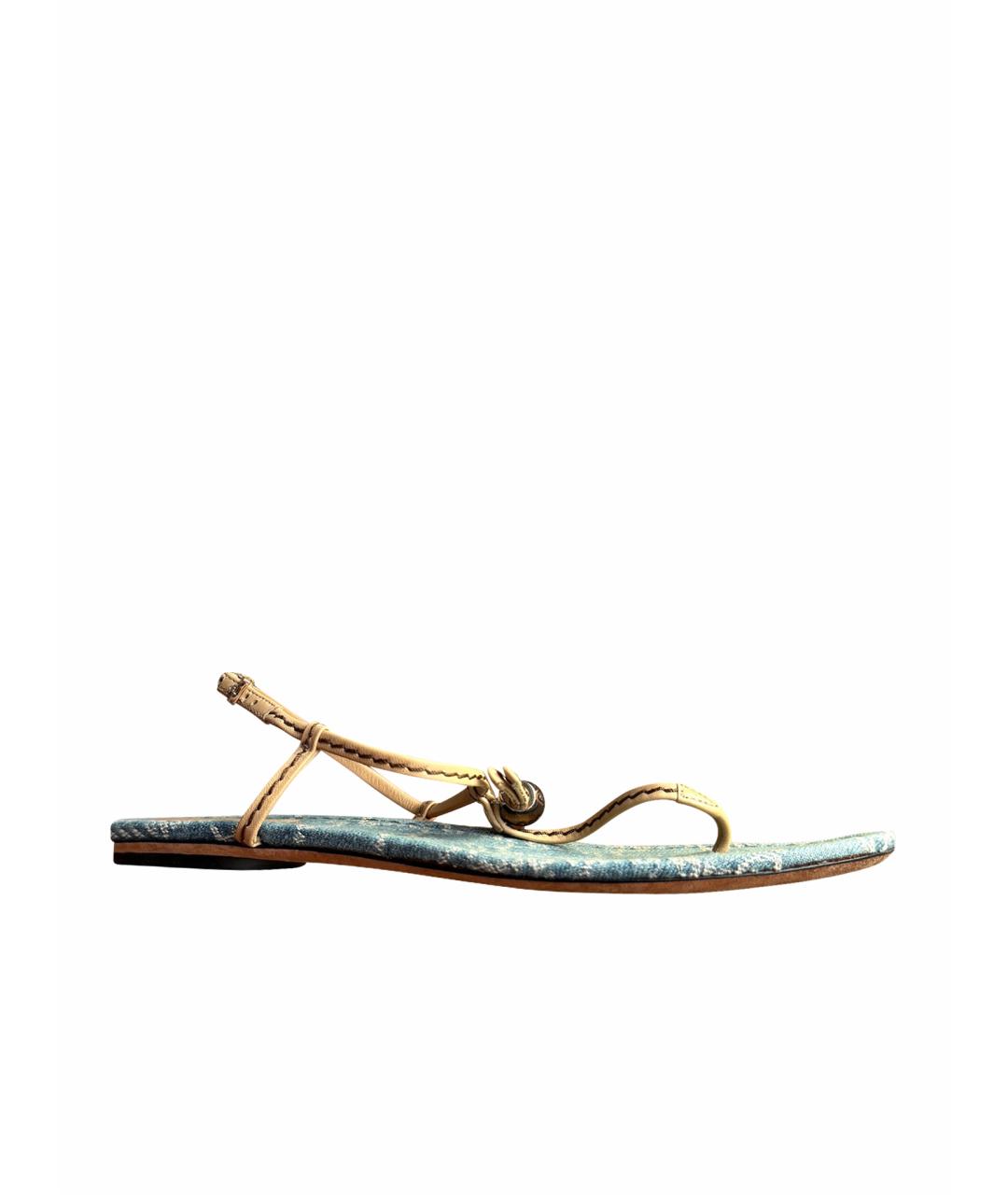 GUCCI Бежевые кожаные босоножки, фото 1