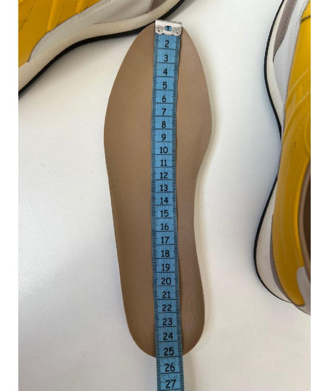 HERMES Желтые кожаные кроссовки, фото 8