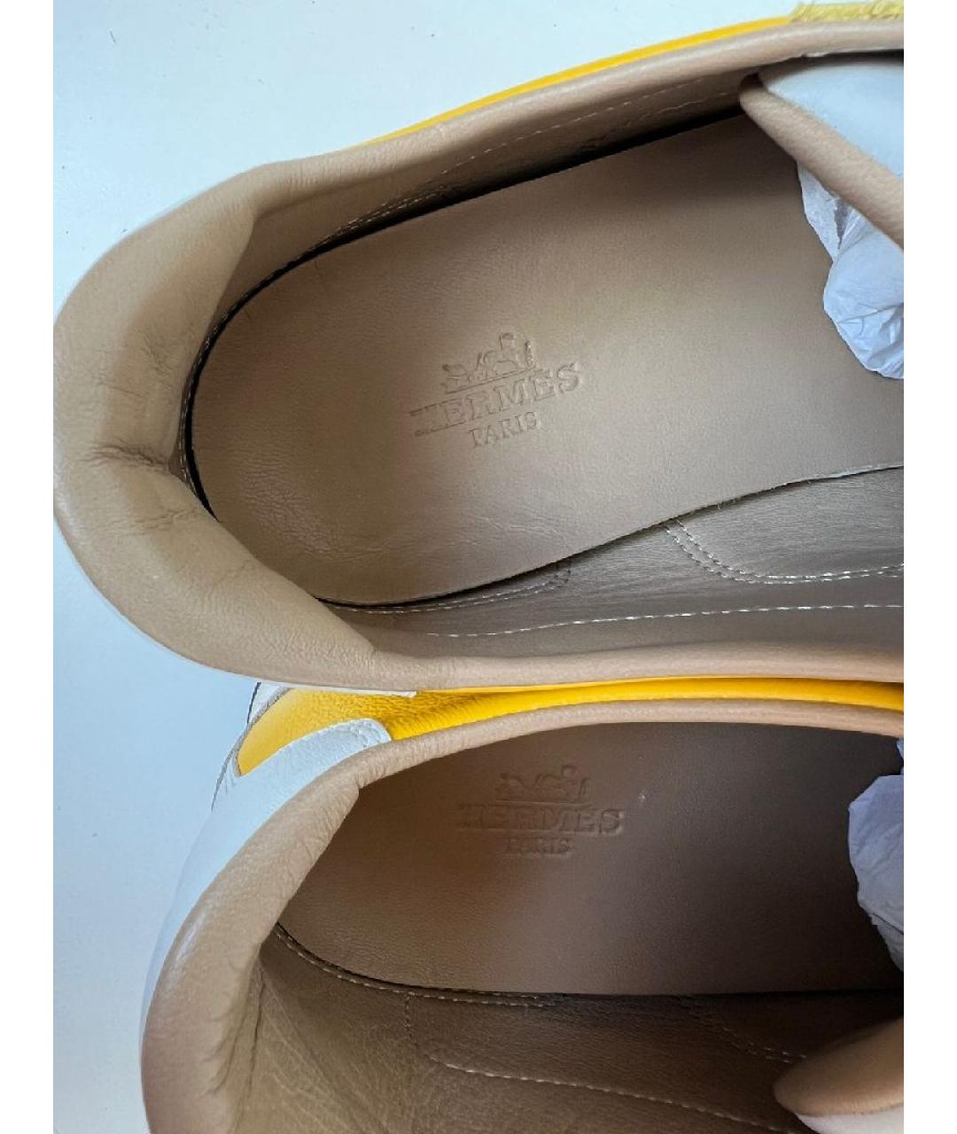 HERMES Желтые кожаные кроссовки, фото 7