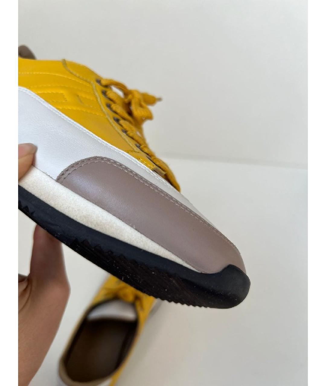 HERMES Желтые кожаные кроссовки, фото 9