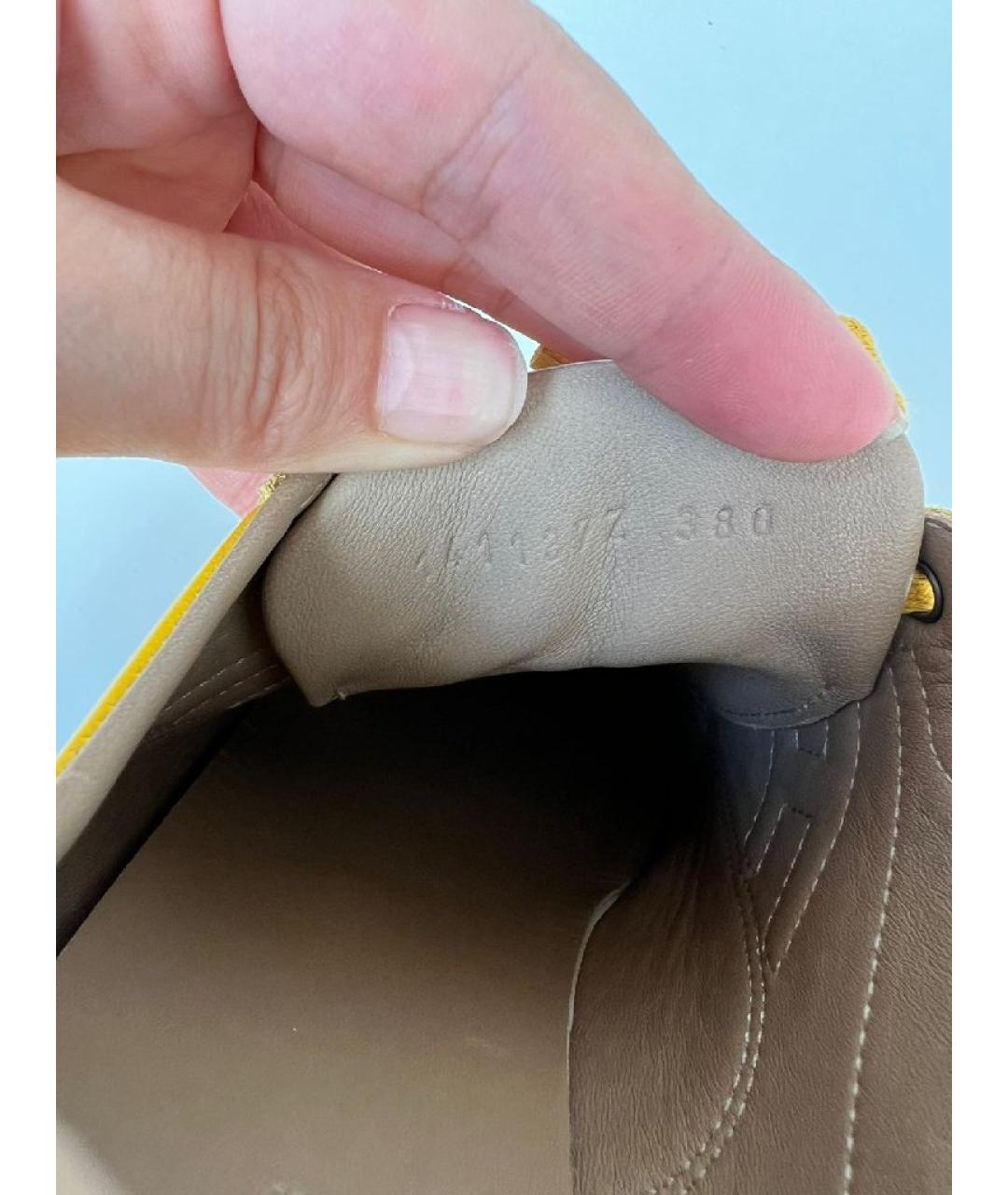 HERMES Желтые кожаные кроссовки, фото 5