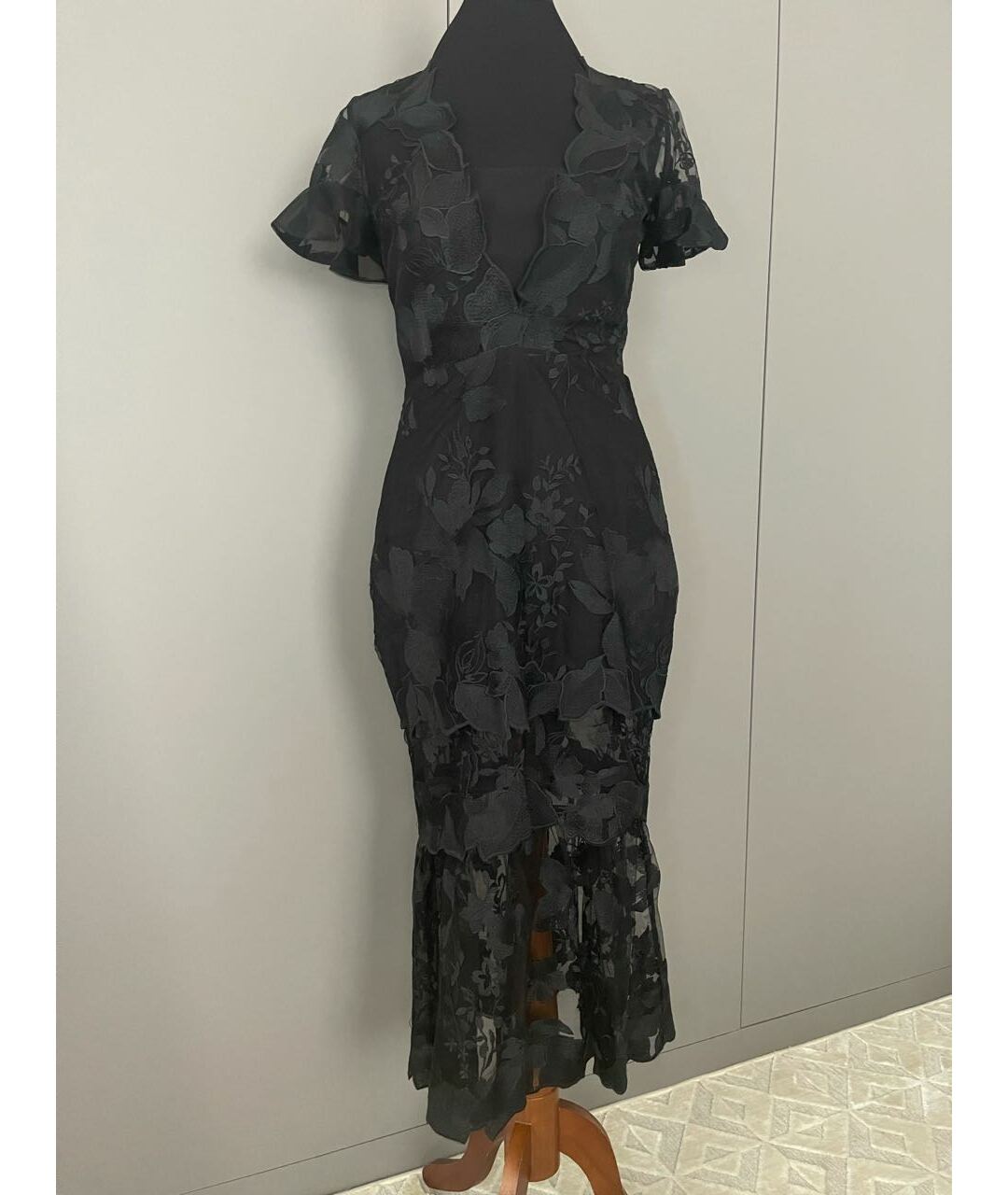 THREE FLOOR Черное полиэстеровое повседневное платье, фото 7