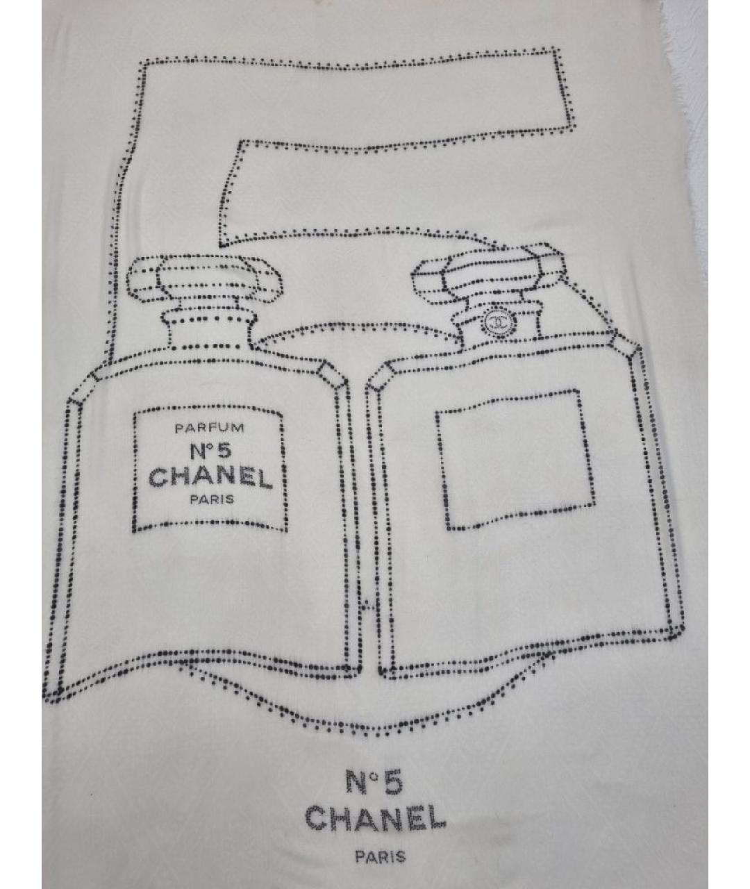 CHANEL Белый кашемировый шарф, фото 7