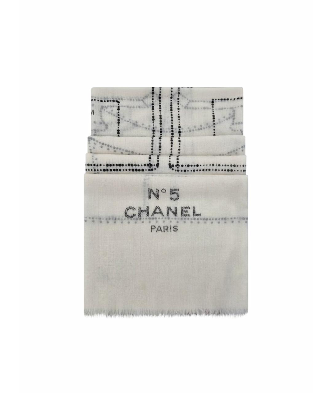 CHANEL Белый кашемировый шарф, фото 1