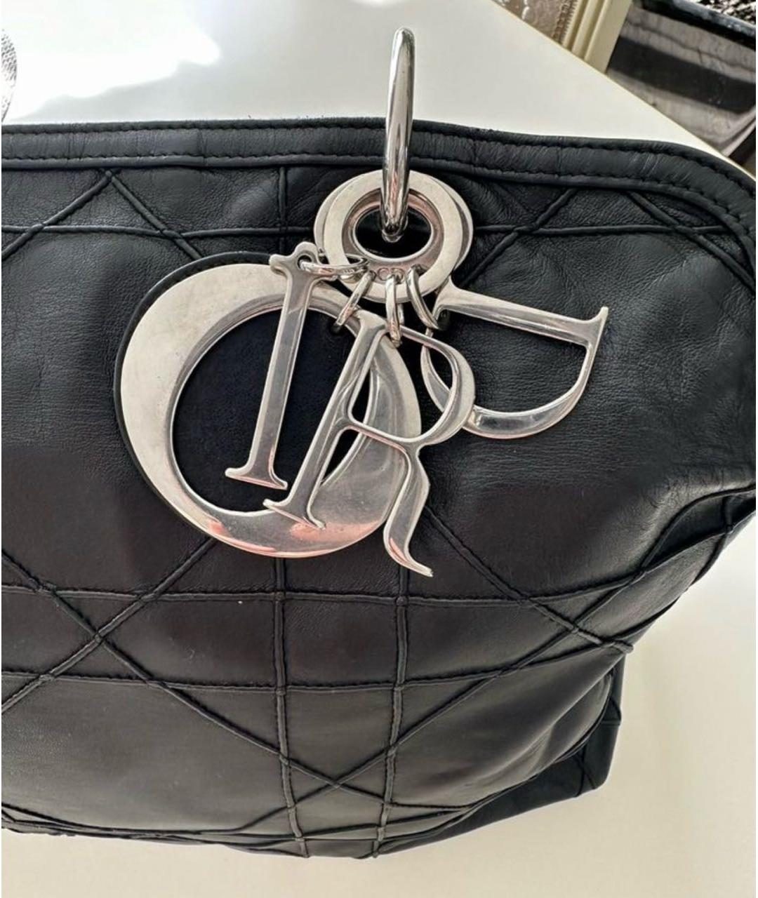 CHRISTIAN DIOR Черная кожаная сумка с короткими ручками, фото 8