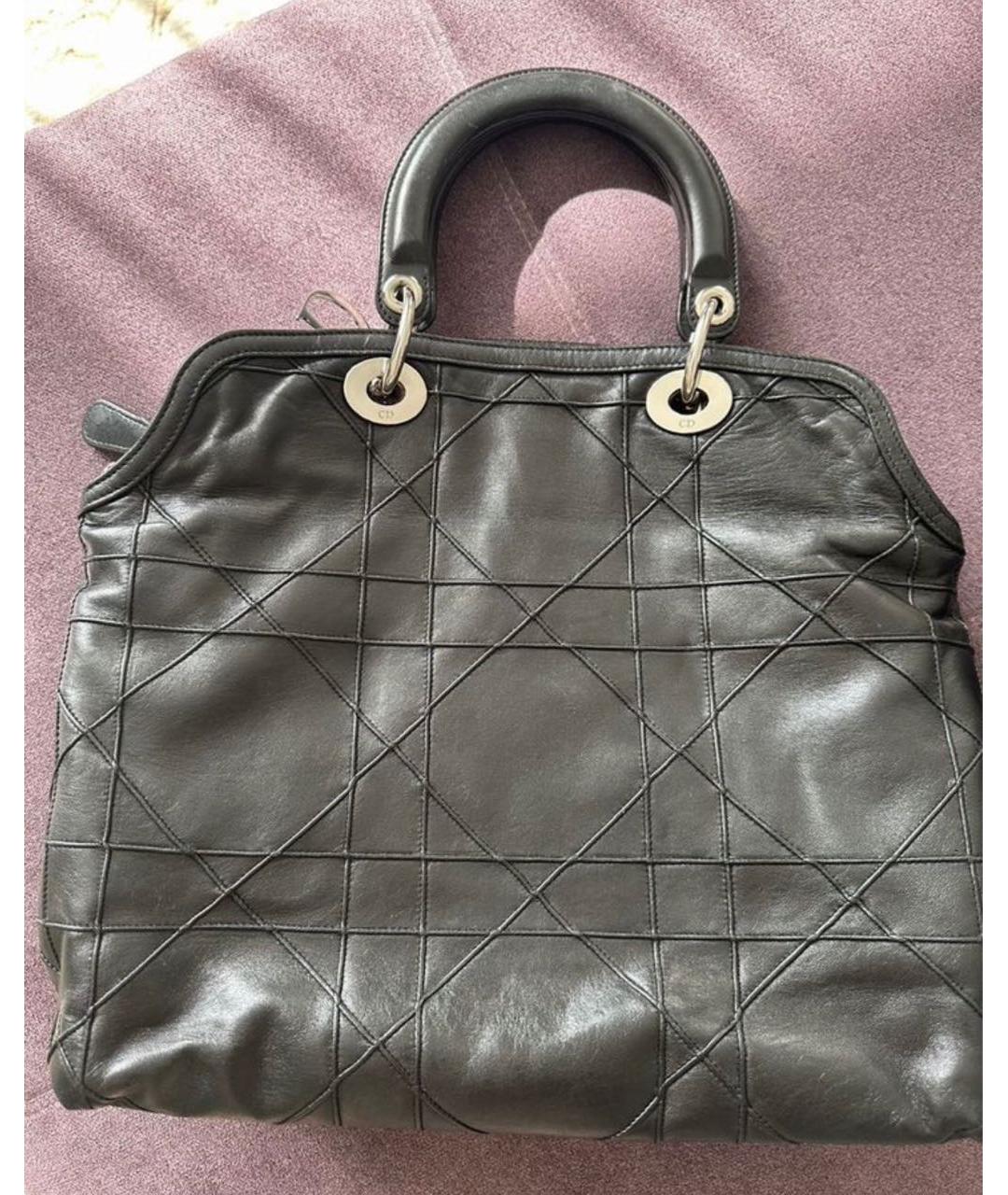 CHRISTIAN DIOR Черная кожаная сумка с короткими ручками, фото 2