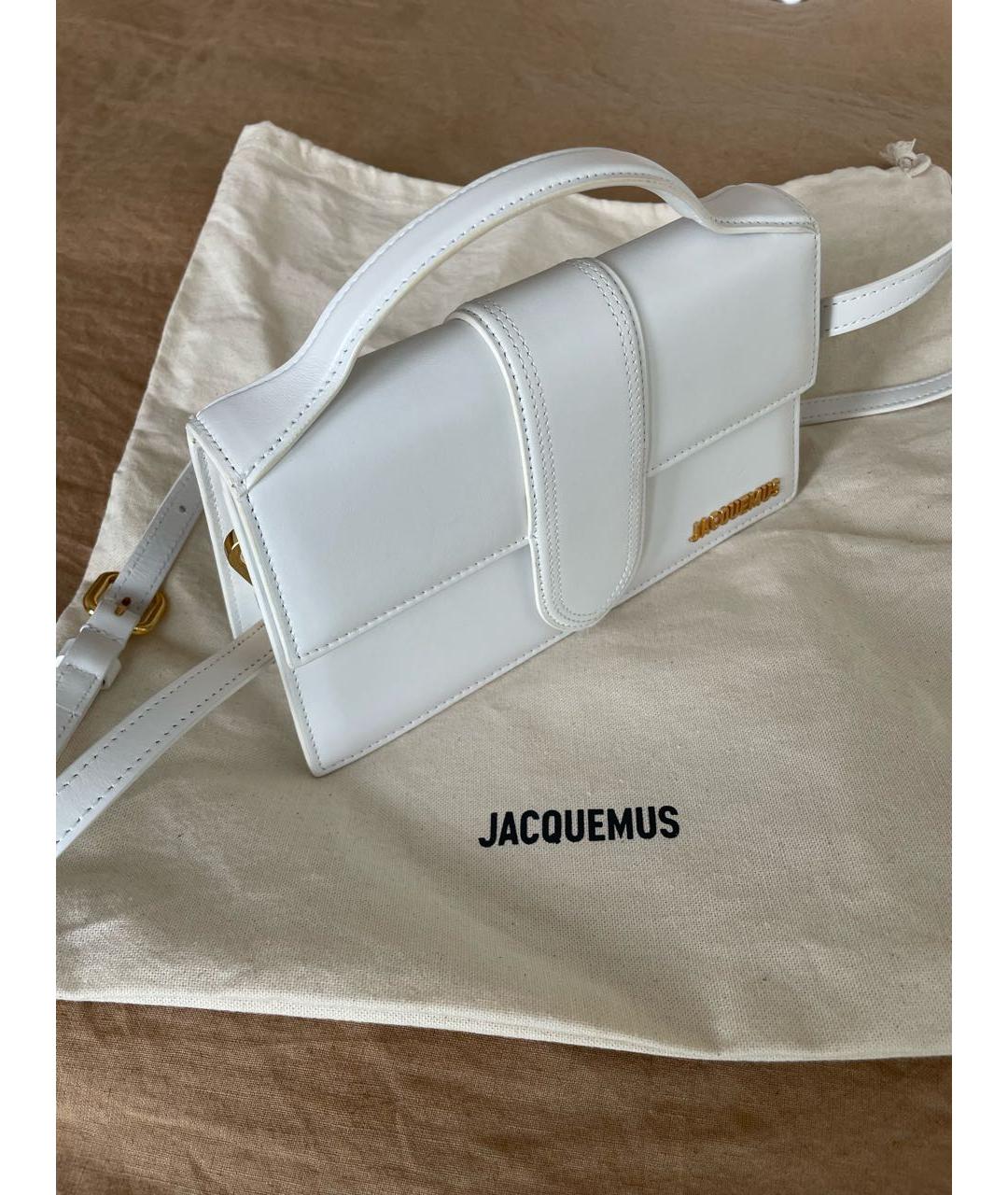 JACQUEMUS Белая кожаная сумка с короткими ручками, фото 2