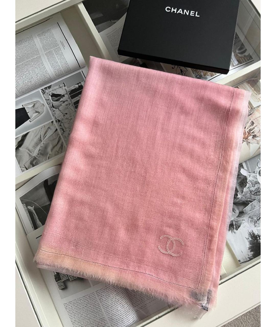 CHANEL Коралловый кашемировый шарф, фото 10