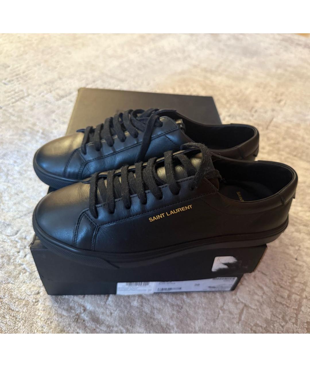 SAINT LAURENT Черные кожаные кеды, фото 4