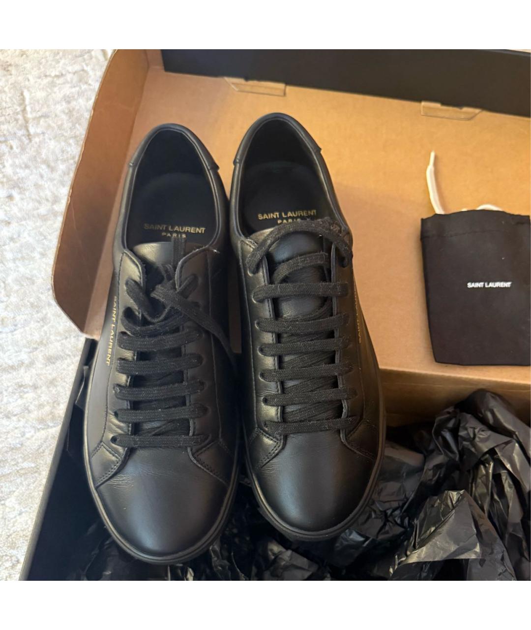 SAINT LAURENT Черные кожаные кеды, фото 2