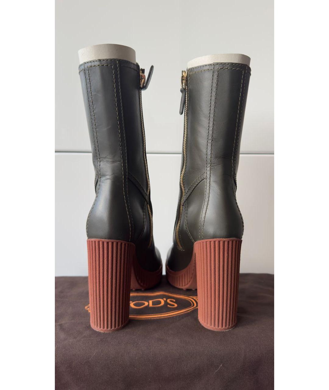TOD'S Хаки кожаные сапоги, фото 4