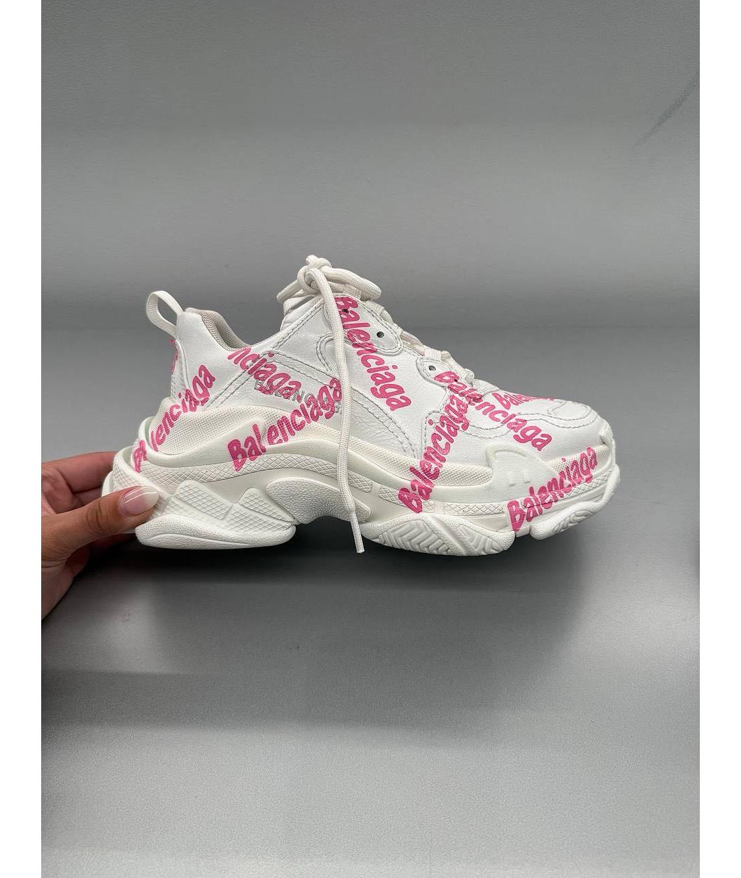 BALENCIAGA Белые кожаные кроссовки, фото 4