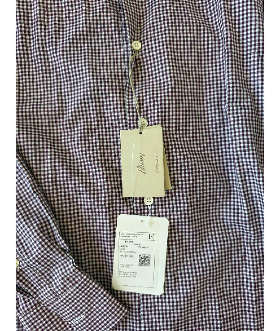 BRIONI Бордовая хлопковая кэжуал рубашка, фото 6