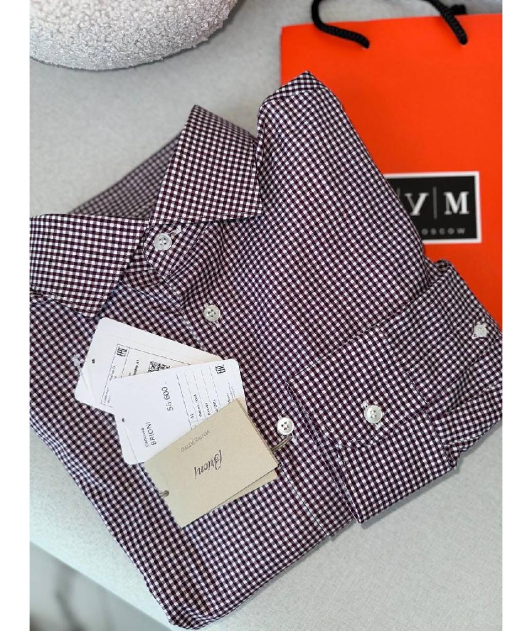 BRIONI Бордовая хлопковая кэжуал рубашка, фото 4