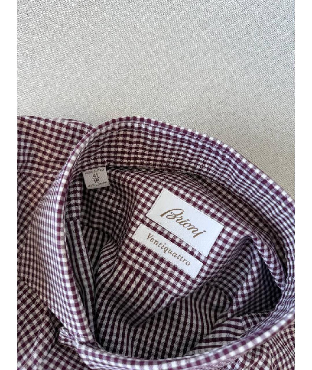 BRIONI Бордовая хлопковая кэжуал рубашка, фото 3